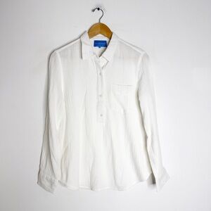 Alice Walk Gauze Popover 100% Cotton White Blouse Size Small